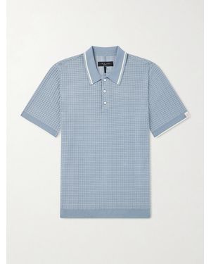 Rag & Bone Harvey Ribbed Cotton-Blend Polo Shirt - Blue