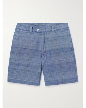 ORIGINAL MADRAS Straight-leg Checked Cotton Shorts - Blue