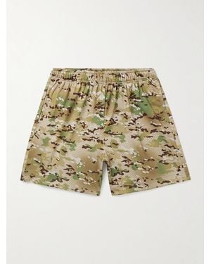 John Elliott Practice Wide-leg Camouflage-print Mesh Drawstring Shorts - Green