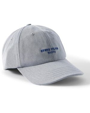 Stone Island Marina Logo-Embroidered Cotton-Blend Gabardine Baseball Cap - Gray