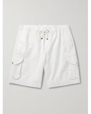 Brunello Cucinelli Straight-Leg Cotton-Twill Drawstring Cargo Shorts - White