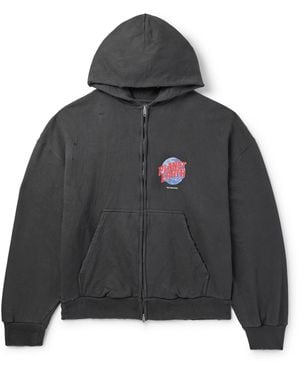 Balenciaga Distressed Logo-Embroidered Printed Cotton-Jersey