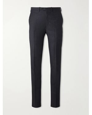 Kiton Straight-Leg Pinstriped Wool Suit Pants - Blue