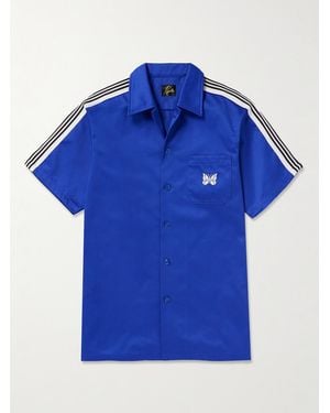 Needles Webbing-Trimmed Embroidered Twill Shirt - Blue