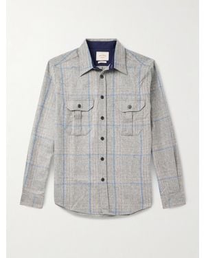 Portuguese Flannel Fixon Checked Wool Overshirt - Grey