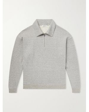 FRAME Cotton And Lyocell-Blend Jersey Half-Zip Sweatshirt - Grey