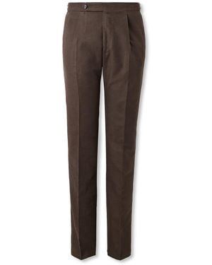 De Petrillo Slim-fit Tapered Cotton-moleskin Suit Pants - Brown
