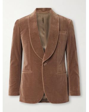 Kingsman Slim-Fit Shawl-Collar Cotton-Velvet Tuxedo Jacket - Braun