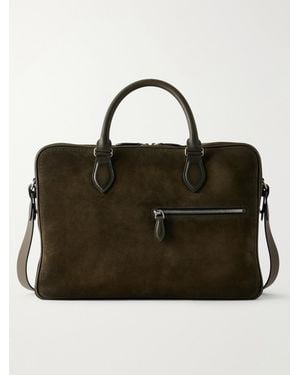 Berluti F088 Leather-Trimmed Suede Briefcase - Black