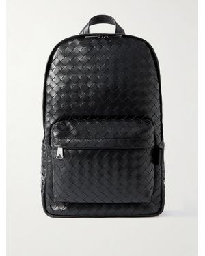 Bottega Veneta Avenue Intrecciato Leather Backpack - Black