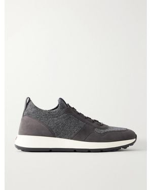 Tod's Suede-Trimmed Wool-Knit Sneakers - Weiß