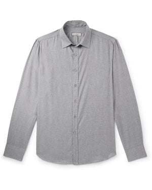 Canali Pima Cotton-Flannel Shirt - Gray