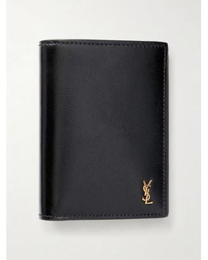Saint Laurent Tiny Cassandre Logo-Appliquéd Leather Bifold Wallet - Black