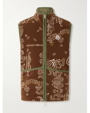 Moncler Logo-Appliquéd Paisley-Print Fleece Vest - Brown
