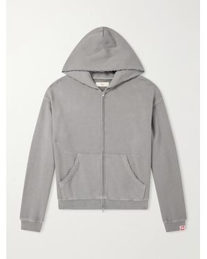 CHERRY LA Distressed Cotton-Fleece Zip-Up Hoodies - Grey