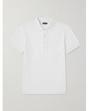 Tom Ford Slim-Fit Lyocell And Cotton-Blend Piqué Polo Shirt - White