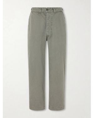 Remi Relief Straight-leg Cotton Trousers - Grey