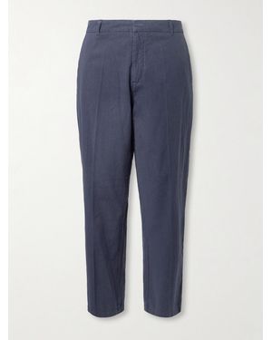 Folk Lunar Linen And Cotton-Blend Suit Trousers - Blue