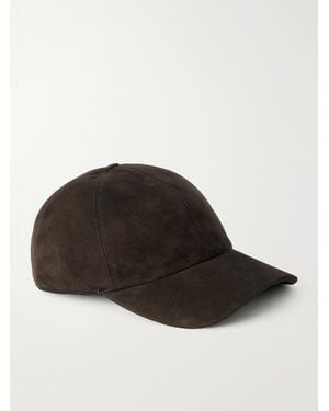 ZEGNA Secondskin Logo-Embellished Leather-Trimmed Suede Baseball Cap - Brown