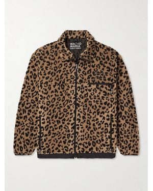 Wacko Maria Logo-Embroidered Leopard-Print Fleece Jacket - Brown