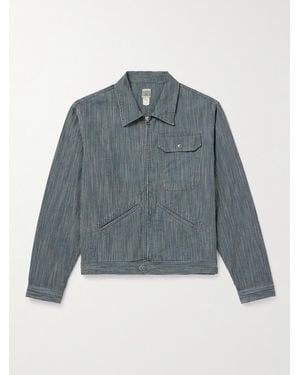 RRL Graham Striped Denim Jacket - Blue