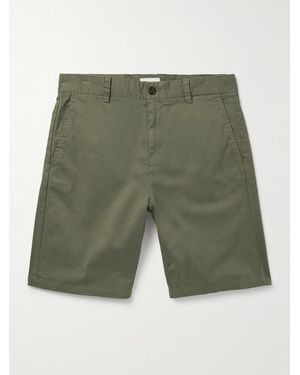 NN07 Crown 1090 Straight-Leg Brushed Organic Cotton-Blend Twill Shorts - Green