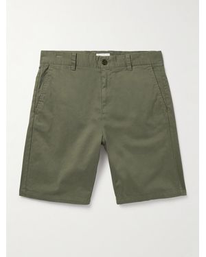 NN07 Crown 1090 Straight-Leg Brushed Organic Cotton-Blend Twill Shorts - Green