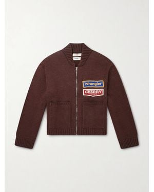 CHERRY LA Wrangler Logo-appliqued Embroidered Cotton Zip-up Jacket - Brown