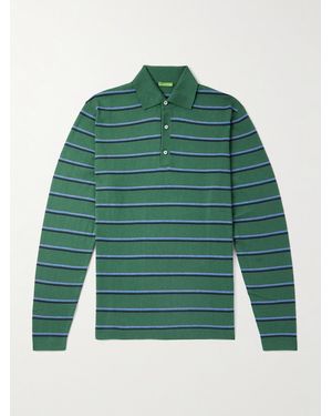 Sid Mashburn Slim-Fit Striped Cotton And Cashmere-Blend Polo Shirt - Green