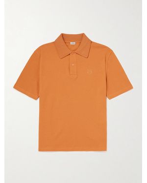 Loewe Slim-Fit Logo-Embroidered Cotton-Piqué Polo Shirt - Arancione