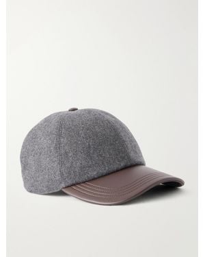 Berluti Leather-Trimmed Cashmere-Blend Hat - Grey