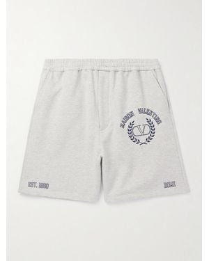 Valentino Garavani Varsity Straight-Leg Logo-Print Cotton-Jersey Shorts - White