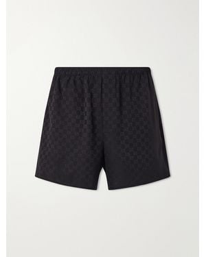 Gucci Straight-Leg Logo-Jacquard Silk Shorts - Blue