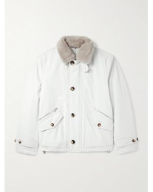Brunello Cucinelli Shearling-Trimmed Shell Jacket - White