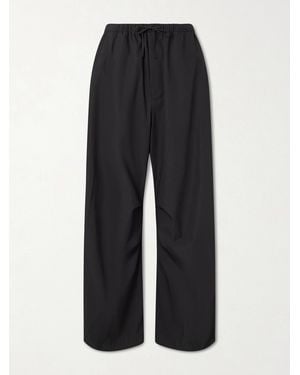 Amomento Cotton Wide-Leg Trousers - Blue