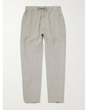 Hartford Joggy Tapered Linen Drawstring Trousers - Grey