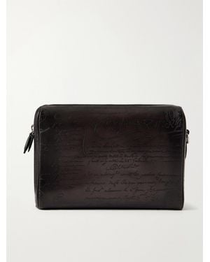 Berluti Rosewood Neo Scritto Venezia Leather Pouch - Black