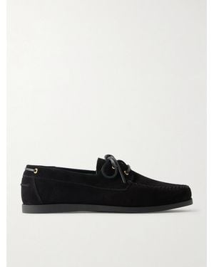 VINNY'S Boatman Suede Boat Shoes - Black
