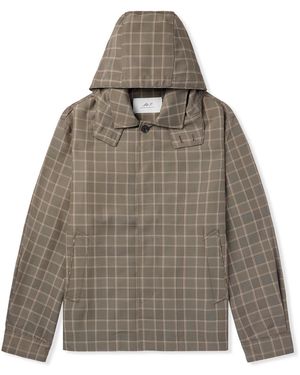 MR P. Checked Recycled-Shell Hooded Coach Jacket - Gray