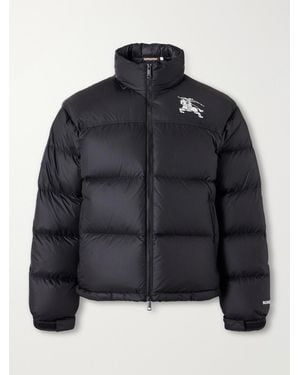Burberry Highlands Logo-Embroidered Quilted Shell Down Jacket - Black