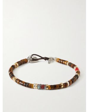 Peyote Bird Sterling, Tiger's Eye And Coral Beaded Bracelet - Natural
