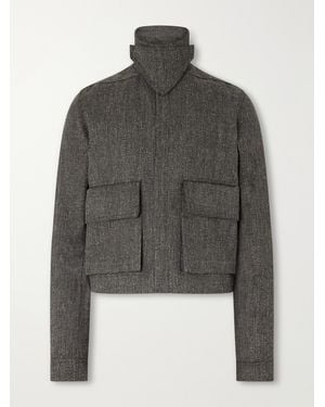 Rick Owens Tower Alice Mélange Wool Bomber Jacket - Gray