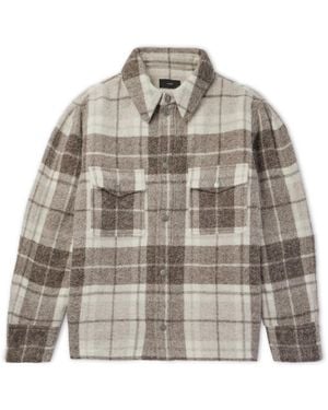 Alanui Checked Brushed Wool And Alpaca Overshirt - Gray
