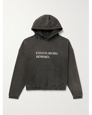 Enfants Riches Deprimes Logo-print Distressed Cotton-jersey Hoodie - Black