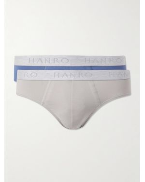 Hanro Essentials Two-Pack Stretch-Cotton Briefs - Grey