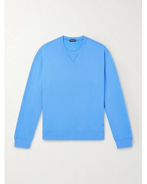 Tom Ford Logo-embroidered Cotton-jersey Sweatshirt - Blue