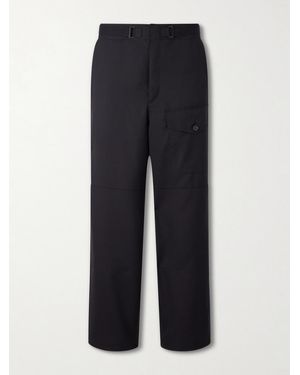 AURALEE Wide-Leg Wool Herringbone Cargo Trousers - Blue