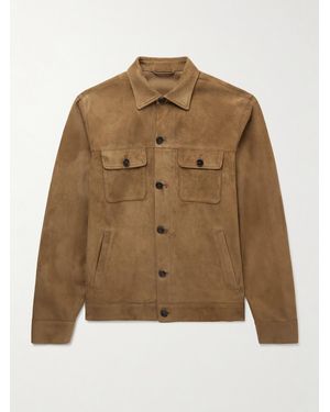 Sid Mashburn Suede Overshirt - Natural