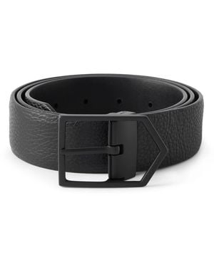 Canali 3.5Cm Full-Grain Leather Belt - Black