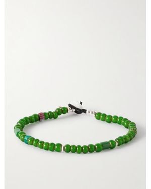 Mikia Sterling, Glass And Shell Beaded Bracelet - Green